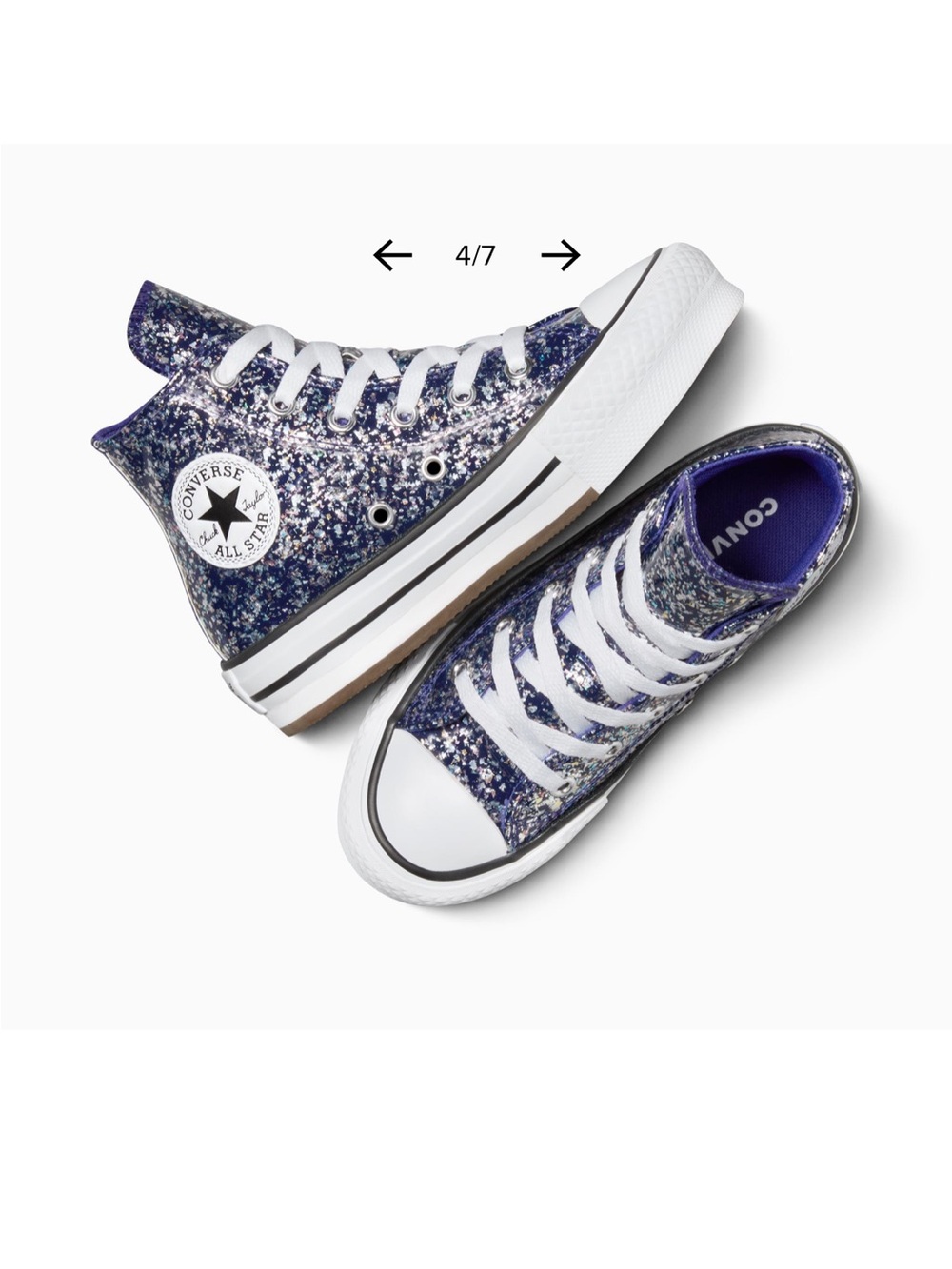 Converse Kids' High-Top Sneakers in Navy Glitter